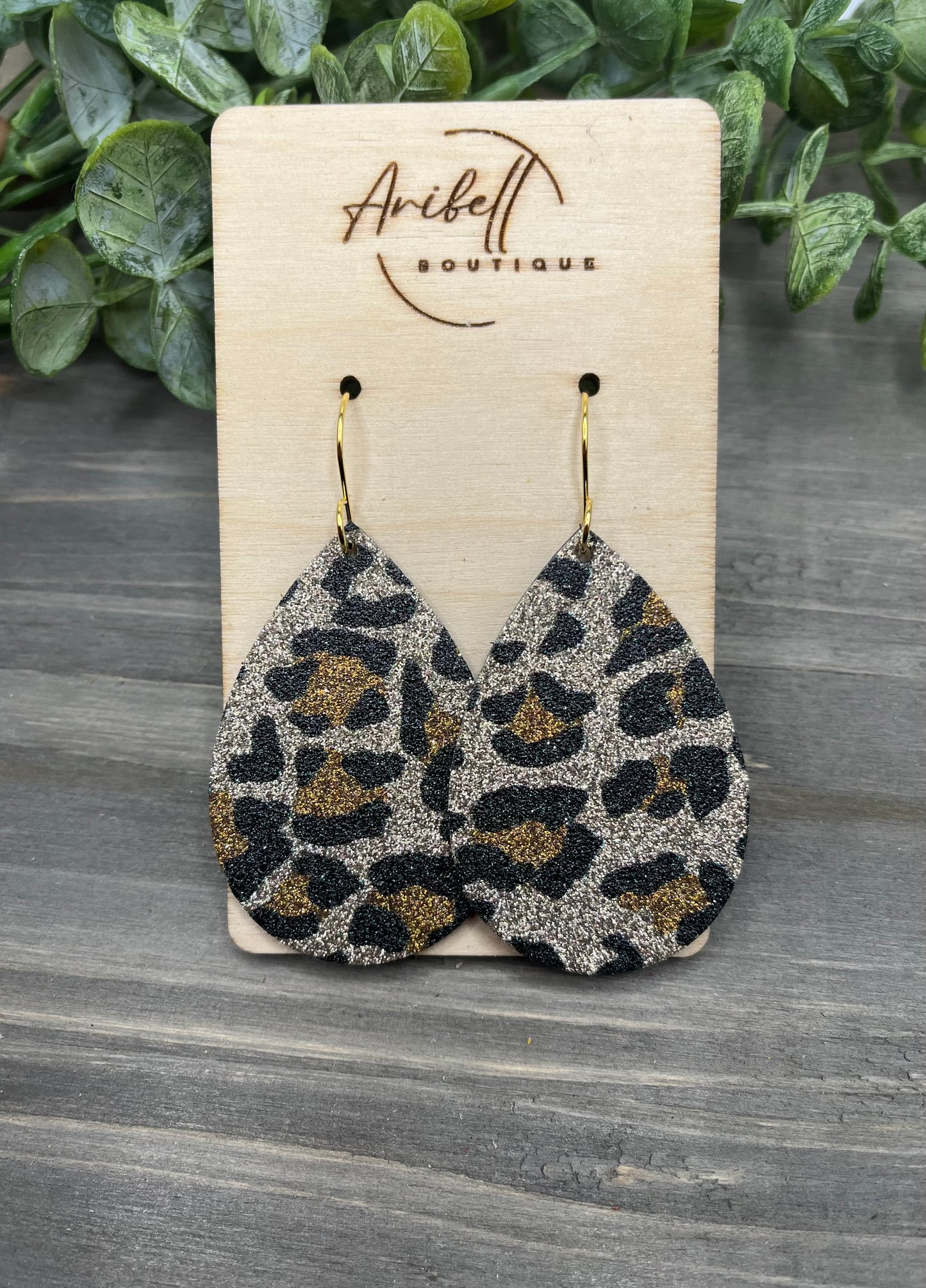 Gold Metallic Leopard Teardrops