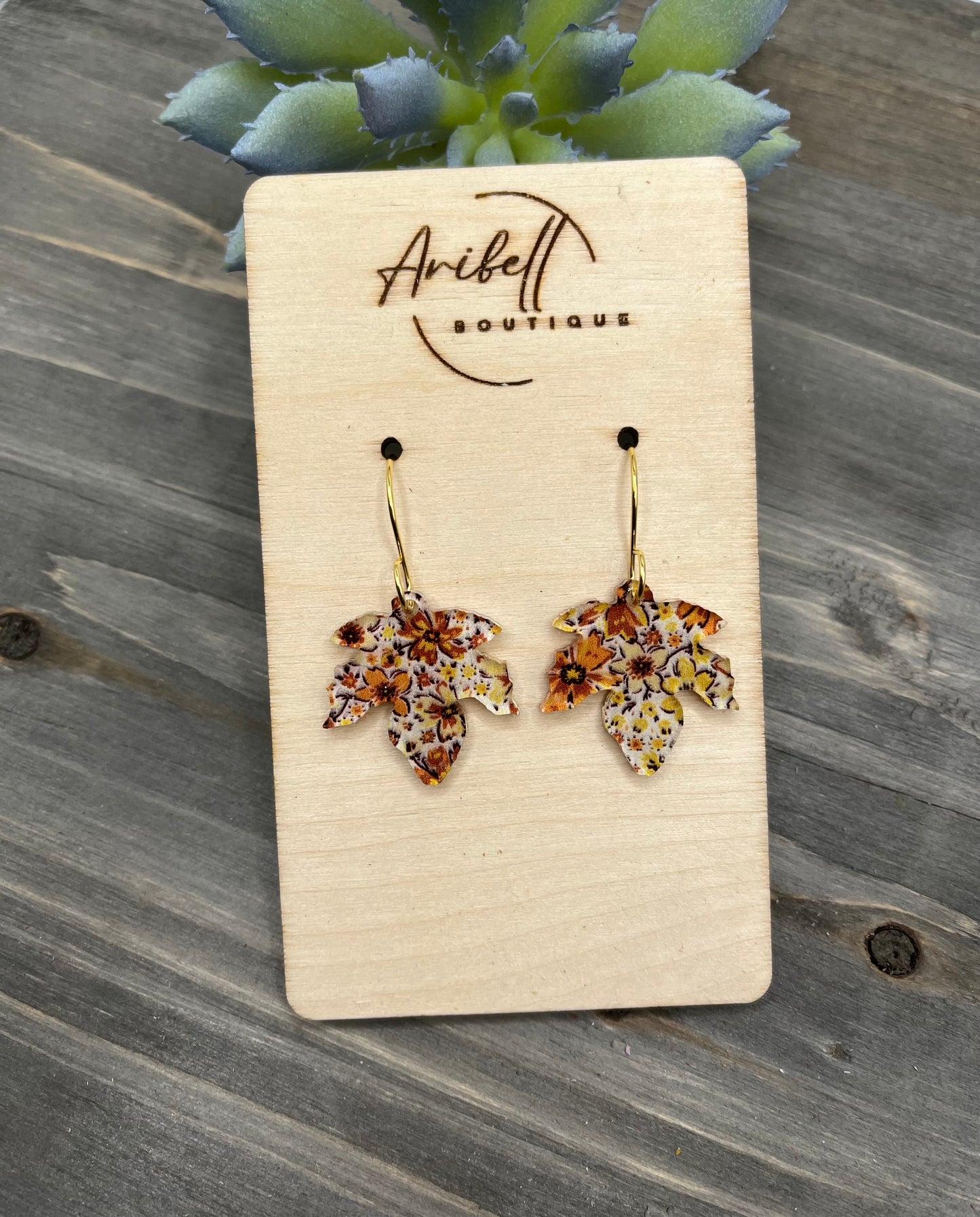 Fall Print Acrylic Leaf Earrings