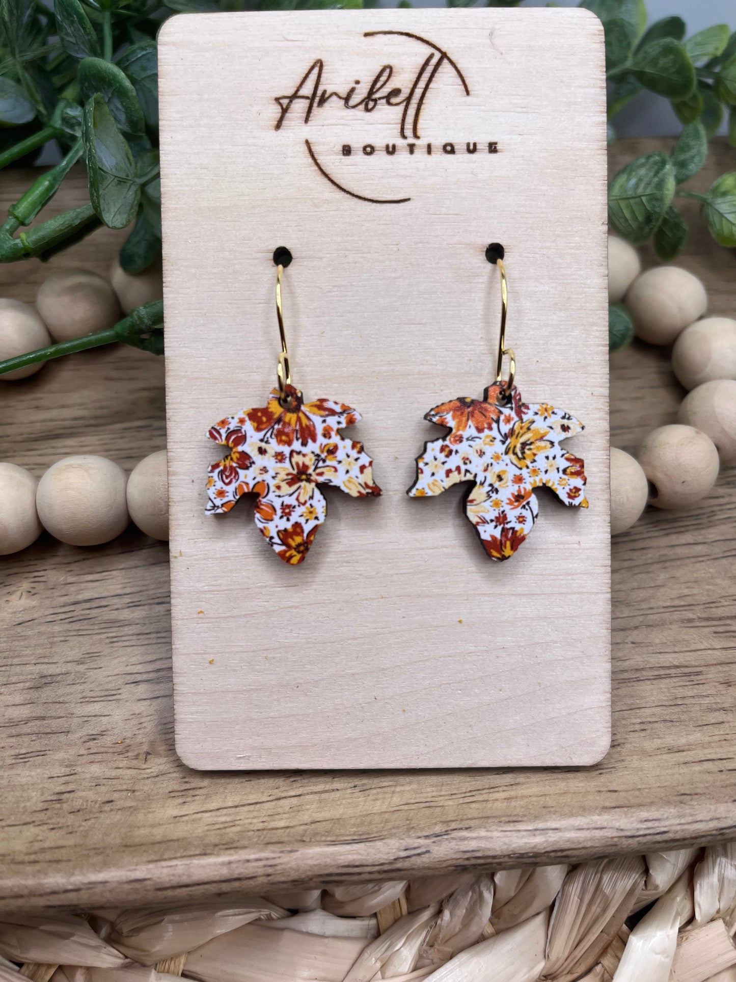 Fall Print Acrylic Leaf Earrings