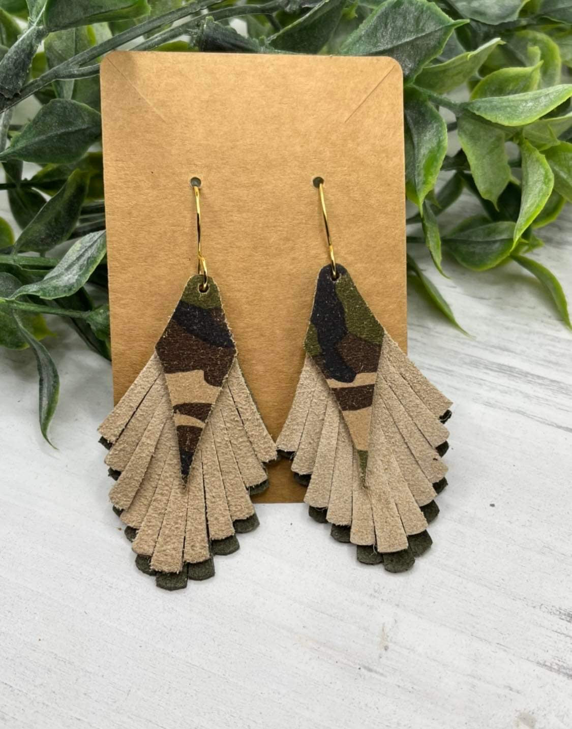 Camo  suede fringe earring